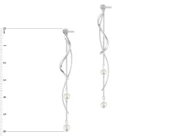 Kolczyki z białego złota z diamentami - kwiaty - 0,73 ct - próba 585