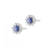 Kolczyki z białego złota z diamentami i tanzanitami - próba 585