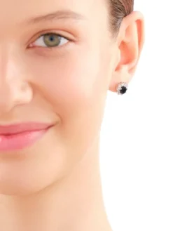 Kolczyki z białego złota z brylantami i szafirami - próba 585