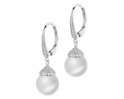 Kolczyki z białego złota z diamentami i topazami London Blue - próba 375