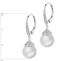 Kolczyki z białego złota z diamentami i topazami London Blue - próba 375