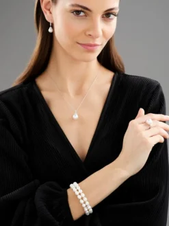 Kolczyki z białego złota z brylantami i perłami South Sea - próba 750