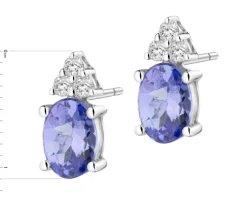 Kolczyki z białego złota z brylantami i tanzanitami - próba 585