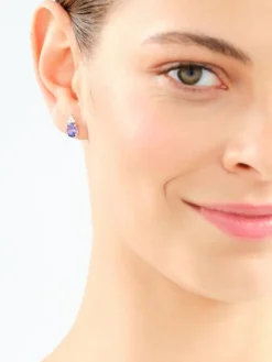 Kolczyki z białego złota z brylantami i tanzanitami - próba 585