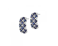 Kolczyki z białego złota z brylantami i szafirami - próba 585