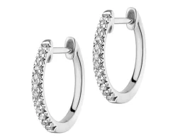 Kolczyki z białego złota z diamentami - koła - 0,10 ct - próba 585
