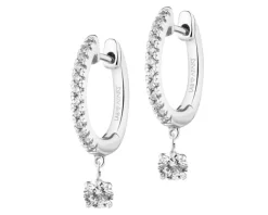 Kolczyki z białego złota z diamentami i perłami - próba 585