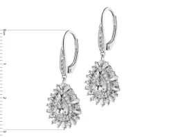 Kolczyki z białego złota z diamentami i topazami London Blue - próba 375