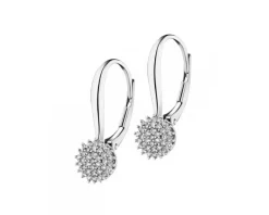 Kolczyki z białego złota z diamentami - 0,18 ct - próba 585