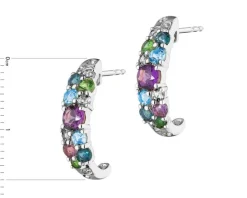 Kolczyki z białego złota z brylantami i kamieniami ozdobnymi - próba 585