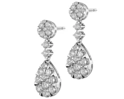 Kolczyki z białego złota z diamentami i rubinami - próba 585