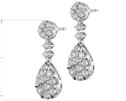 Kolczyki z białego złota z diamentami i rubinami - próba 585