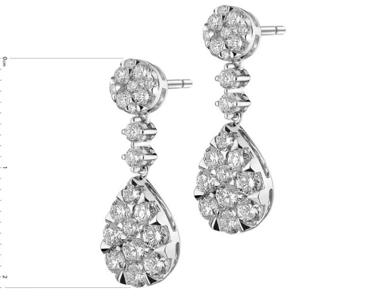 Kolczyki z białego złota z diamentami i rubinami - próba 585