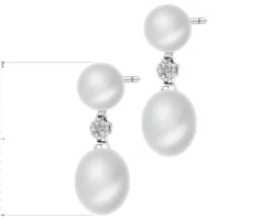 Kolczyki z białego złota z diamentami i perłami - próba 585
