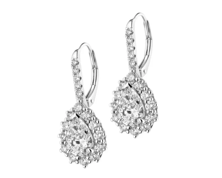 Kolczyki z białego złota z diamentami - 3,17 ct - próba 750