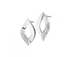 Kolczyki z białego złota z diamentami - 0,008 ct - próba 375