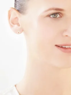 Kolczyki z białego złota z diamentami - 0,008 ct - próba 375