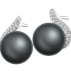 Kolczyki z białego złota z brylantami i perłami Tahiti - próba 585