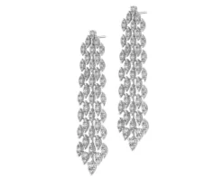 Kolczyki z białego złota z diamentami - 0,02 ct - próba 375