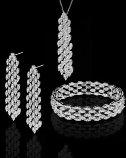 Kolczyki z białego złota z diamentami - 0,02 ct - próba 375