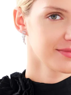 Kolczyki z białego złota z diamentami - 0,41 ct - próba 585