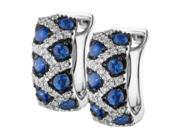 Kolczyki z białego złota z brylantami i szafirami - próba 585