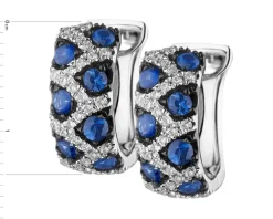 Kolczyki z białego złota z brylantami i szafirami - próba 585