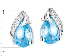 Kolczyki z białego złota z diamentami i topazami - próba 375