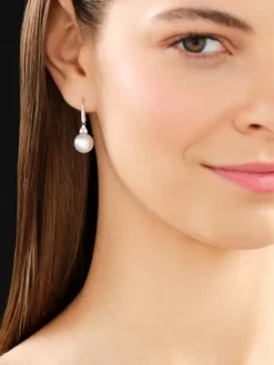 Kolczyki z białego złota z brylantami i perłami South Sea - próba 585