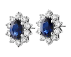 Kolczyki z białego złota z brylantami i szafirami - próba 585