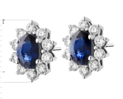 Kolczyki z białego złota z brylantami i szafirami - próba 585