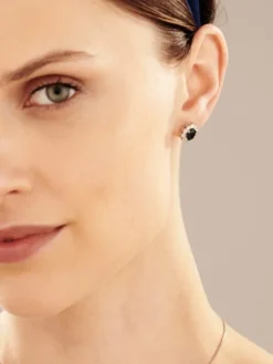 Kolczyki z białego złota z brylantami i szmaragdami - próba 585