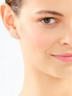 Kolczyki z białego złota z diamentami - 0,008 ct - próba 585