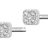 Kolczyki z białego złota z diamentami - kwadraty - 0,02 ct - próba 585