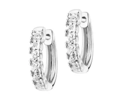 Kolczyki z białego złota z diamentami – koła - 0,03 ct - próba 375