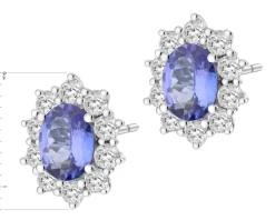 Kolczyki z białego złota z brylantami i tanzanitami - próba 585