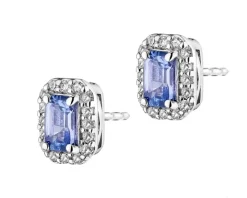 Kolczyki z białego złota z diamentami i tanzanitami - próba 585
