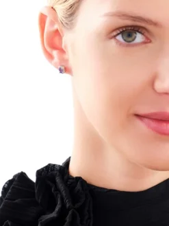 Kolczyki z białego złota z diamentami i tanzanitami - próba 585