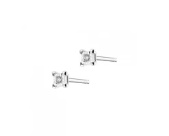 Kolczyki z białego złota z brylantami - 0,02 ct - próba 375