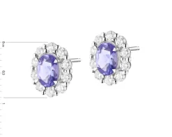 Kolczyki z białego złota z brylantami i tanzanitami - próba 585