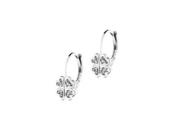 Kolczyki z białego złota z diamentami - koniczyny - 0,02 ct - próba 585