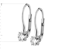 Kolczyki z białego złota z diamentami - 0,04 ct - próba 585