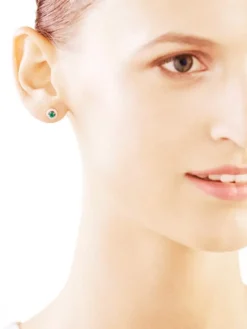 Kolczyki z białego złota z diamentami i szmaragdami - próba 585