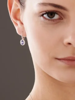 Kolczyki z białego złota z brylantami i tanzanitami - próba 585