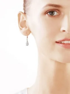 Kolczyki z białego złota z diamentami i topazami białymi - próba 585