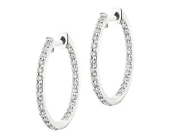 Kolczyki z białego złota z brylantami laboratoryjnymi - koła - 0,90 ct - próba 750