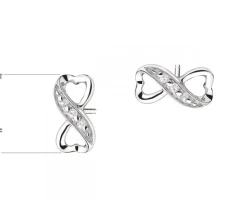 Kolczyki z białego złota z diamentami - serce, nieskończoność - 0,01 ct - próba 375
