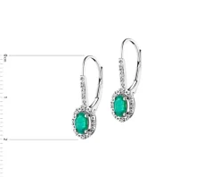 Kolczyki z białego złota z diamentami i szmaragdami - próba 585