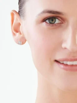 Kolczyki z białego złota z diamentami - 0,01 ct - próba 375