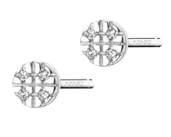 Kolczyki z białego złota z diamentami - 0,01 ct - próba 585